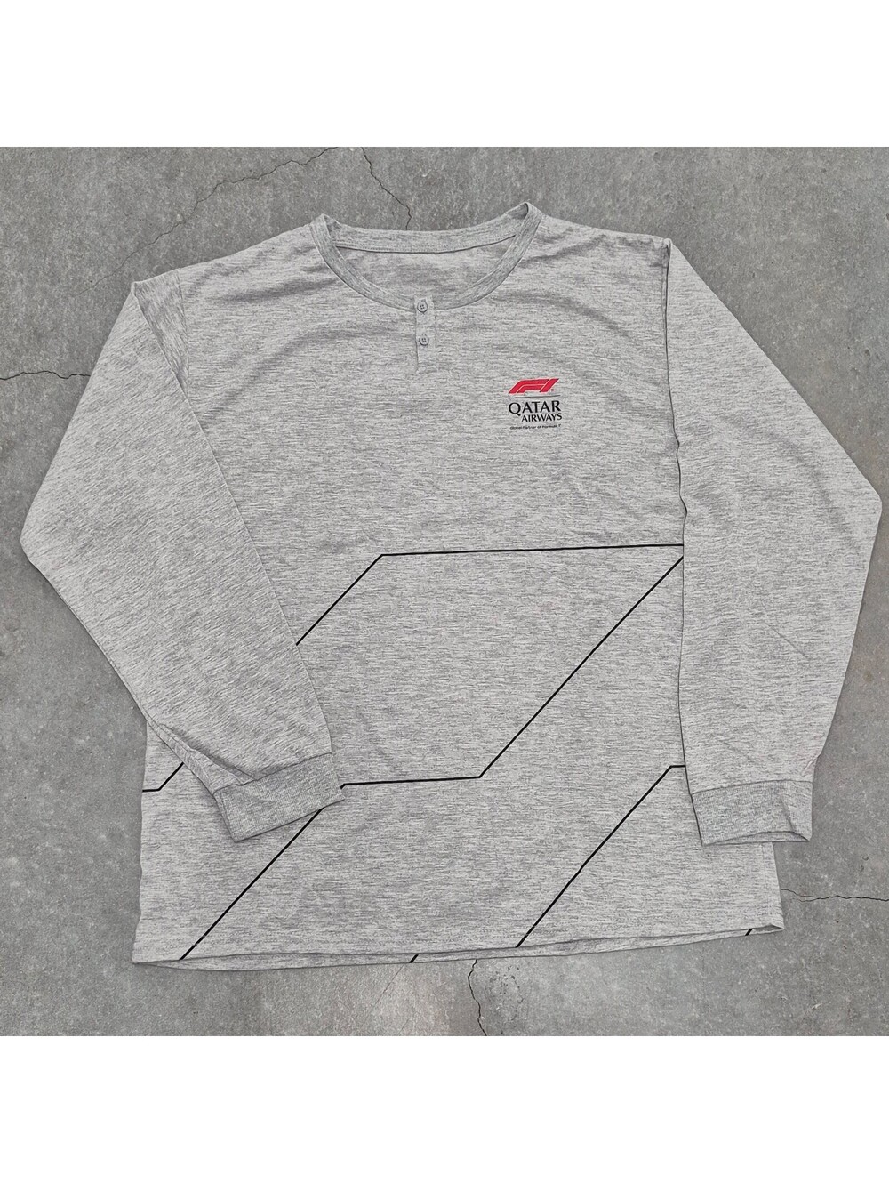 F1 Qatar Airways Long Sleeve Henley T Shirt